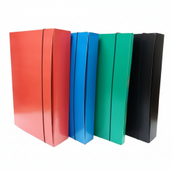 Caja Fibra Negra o Color Oficio Lomo 2.5 cm Con Elástico